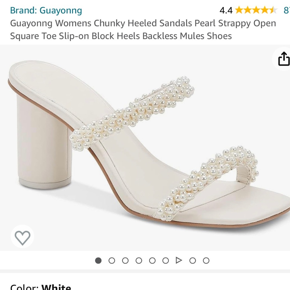 Guayonng women’s Sz 8 1/2 creamy colored pearl chunky heels Used Cond